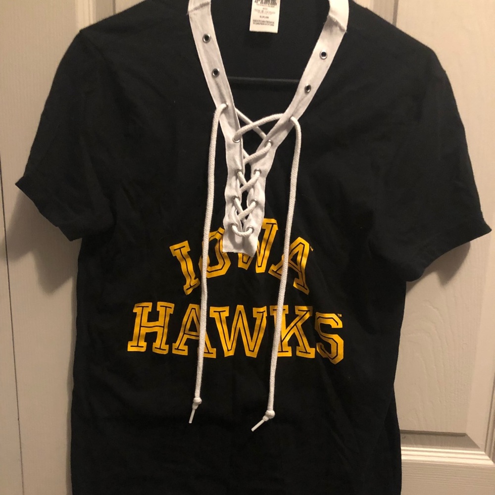 PINK Iowa Hawkeyes lace up front shirt